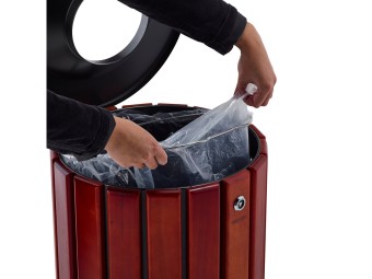 Poubelle extérieur 80L en bois avec tête entonnoir Zeno Bois Access