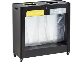 Meuble de tri sélectif mobile 2 et 3 flux Trimouv