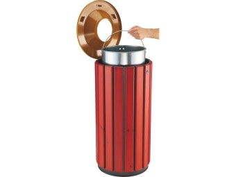 Poubelle extérieur 80L en bois avec tête entonnoir Zeno Bois Access