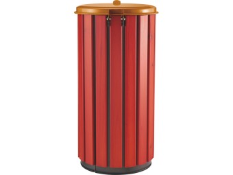 Poubelle extérieur 80L en bois avec couvercle plein Zeno Bois Protec