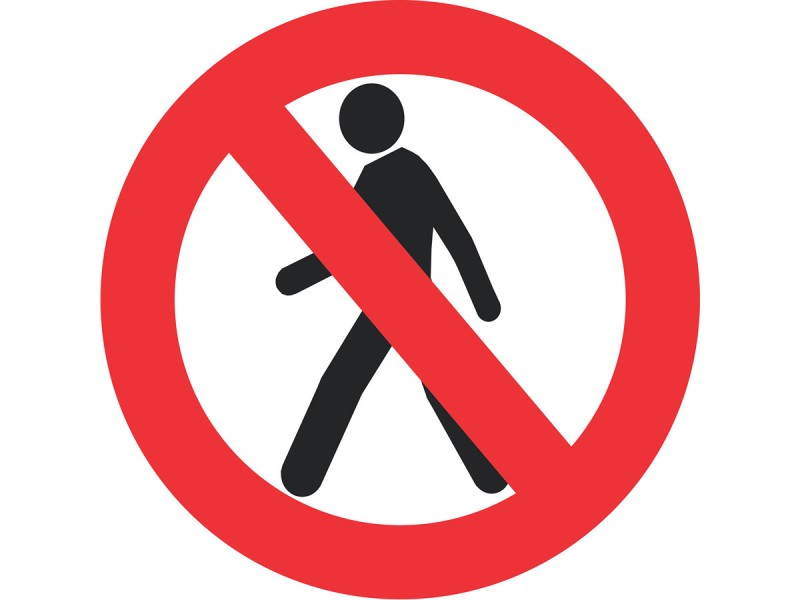 Marquage au sol adhésif extérieur - INTERDIT PIÉTONS