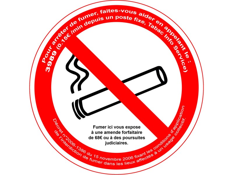 Panneau PVC : INTERDICTION DE FUMER - vendu par lot de 5