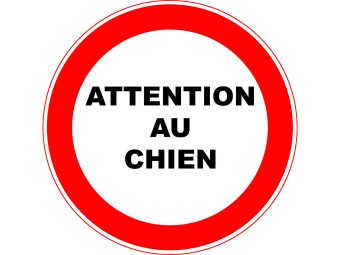 Panneau PVC: ATTENTION AU CHIEN - vendu par lot de 5