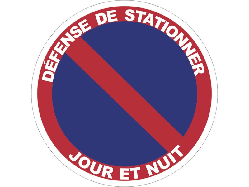 Panneau PVC : DEFENSE DE STATIONNER JOUR ET NUIT - vendu par lot de 5