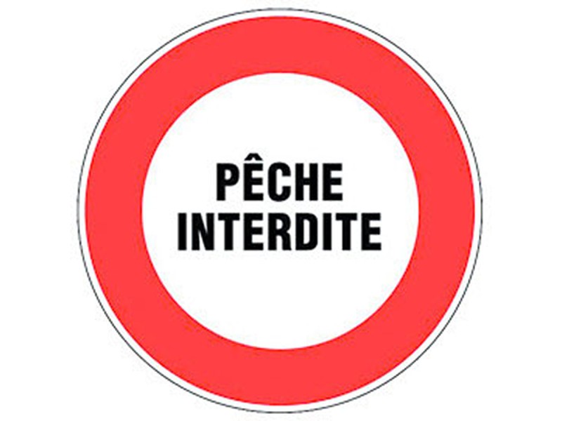 Panneau PVC : PECHE INTERDITE - vendu par lot de 5