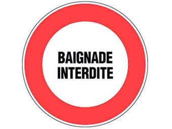 Panneau PVC : BAIGNADE INTERDITE - vendu par lot de 5