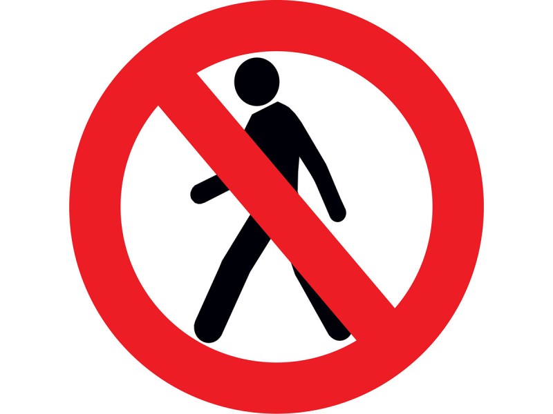 Marquage au sol adhésif - INTERDIT AUX PIETONS