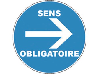 Panneau PVC : SENS OBLIGATOIRE FLECHE DROITE - vendu par lot de 5