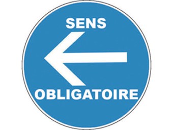 Panneau PVC : SENS OBLIGATOIRE FLECHE GAUCHE - vendu par lot de 5