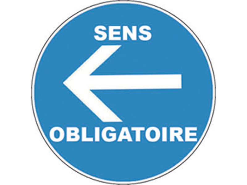 Panneau PVC : SENS OBLIGATOIRE FLECHE GAUCHE - vendu par lot de 5