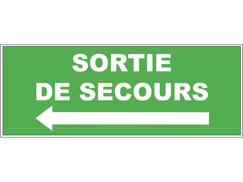 Panneau PVC : SORTIE DE SECOURS (FLECHE A GAUCHE) - vendu par lot de 