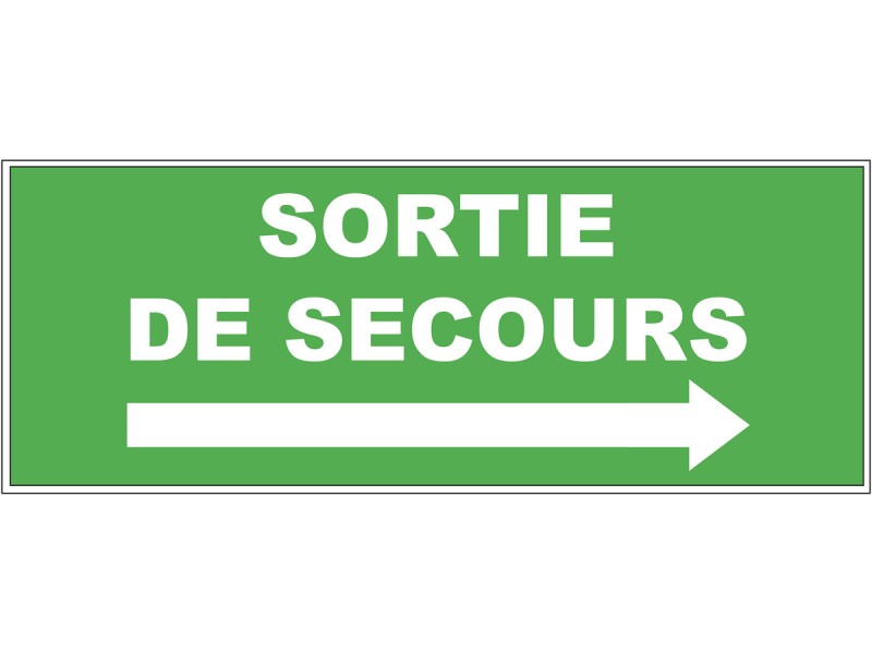 Panneau PVC : SORTIE DE SECOURS (FLECHE A DROITE) - vendu par lot de 