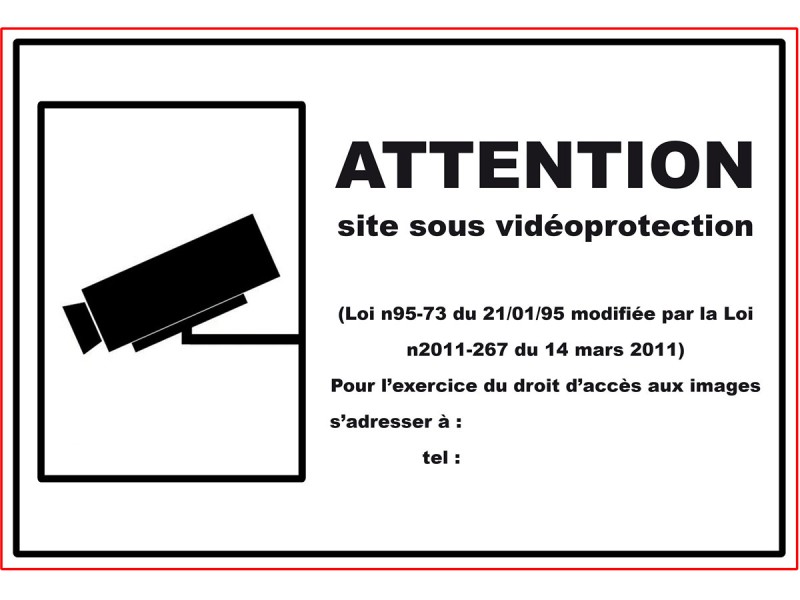 Panneau PVC : SITE SOUS VIDEO PROTECTION - vendu par lot de 5