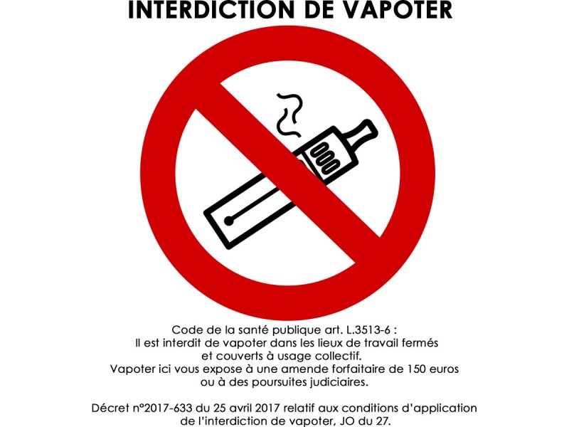 Sticker - INTERDIT DE VAPOTER - vendu par lot de 10