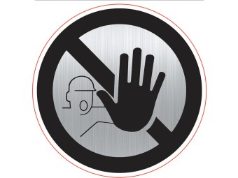 Panneau aluminium adhésif ENTREE INTERDITE - vendu par lot de 5