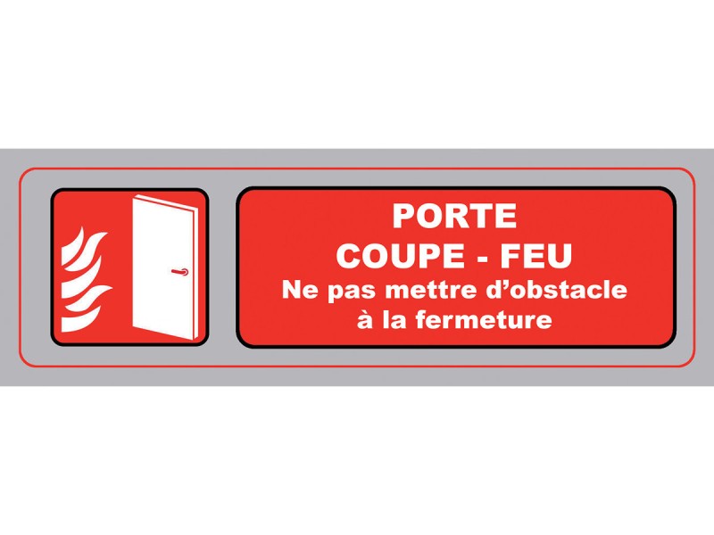 Panneau PVC : PORTE COUPE-FEU PAS D'OBSTACLE - vendu par lot de 10