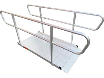 Rampe PMR aluminium avec garde corps