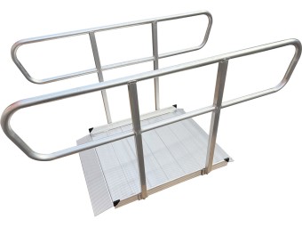 Rampe PMR aluminium avec garde corps