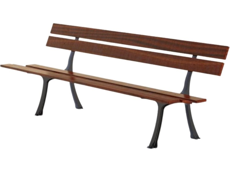 Banc en bois exotique et pieds en fonte Lyon