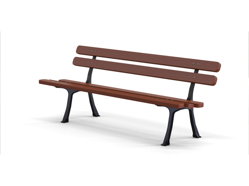 Banc en bois exotique et pieds en fonte Saint-Étienne