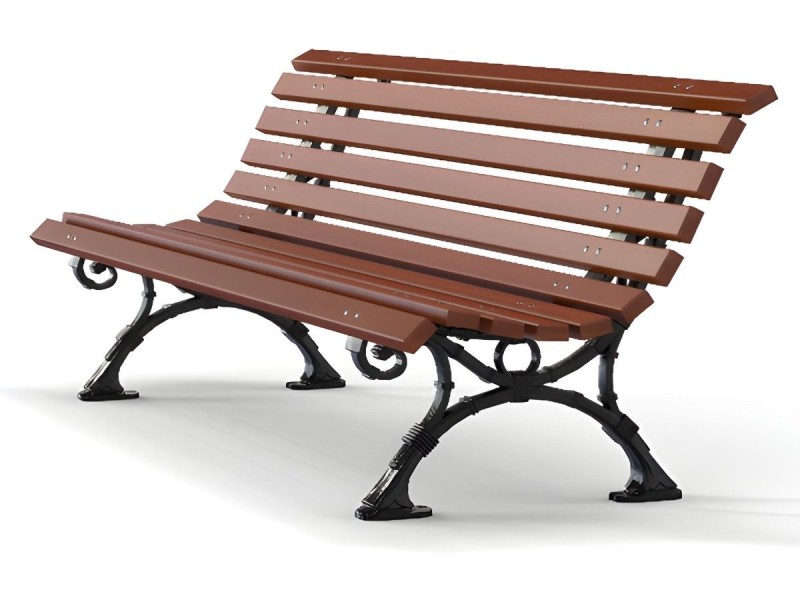 Banc en bois exotique et pieds en fonte Strasbourg