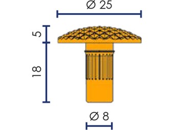 Clou podotactile Ø25mm aluminium ciselé - doré - vendu par lot de 100