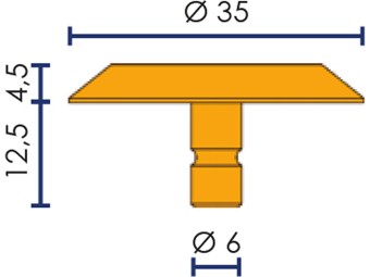 Clou podotactile  Ø35mm strié inox - AISI 316  - vendu par lot de 100