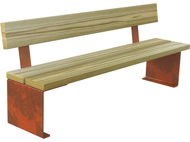 Banc extérieur en pin et acier corten Taulo