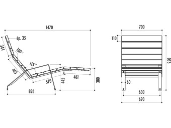 Chaise longue extérieure en bois exotique MINIM10