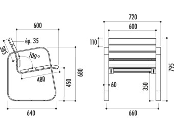 Fauteuil extérieur en bois exotique Marina
