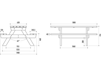 Table de pique nique 100% en plastique recyclé