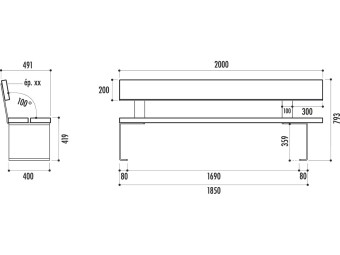 Banc extérieur en pin et acier corten Taulo
