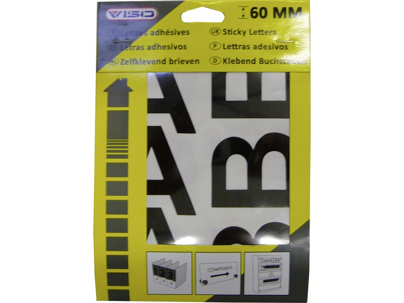 Pochette de lettres adhésives noires - vendu par lot de 5