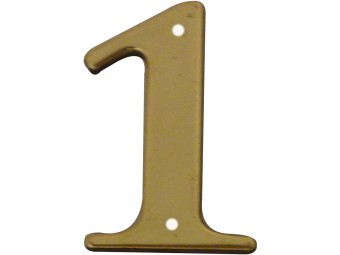 Chiffre de rue 1 zamak laitonné - avec vis - vendu par lot de 5