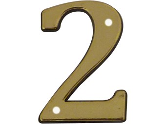 Chiffre de rue 2 zamak laitonné - avec vis - vendu par lot de 5