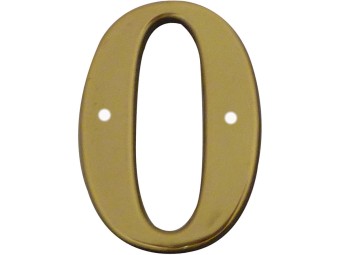Chiffre de rue 0 zamak laitonné - avec vis - vendu par lot de 5