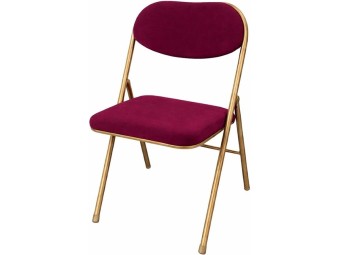 Chaise pliante et assemblable en velours rouge framboise