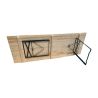 Table pliante en pin massif déployée dans une salle des fêtes communale, configuration 8 places avec piétement acier époxy vert