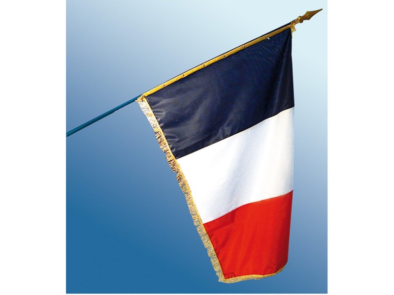 Drapeau français de façade sur hampe