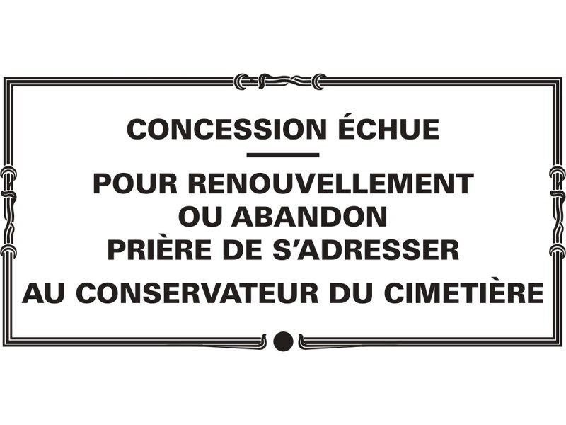 Plaque de concession échue - s'adresser au cimetière