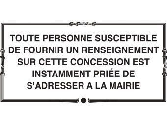 Plaque de concession - demande de renseignements