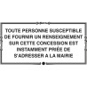 Plaque de concession - demande de renseignements
