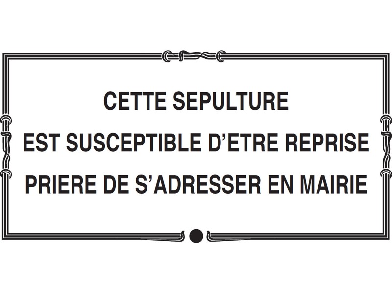 Plaque concession susceptible d'être reprise