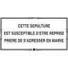 Plaque concession susceptible d'être reprise