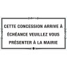 Plaque de concession arrivant à échéance