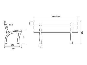 Banc exterieur Burgos en bois exotique