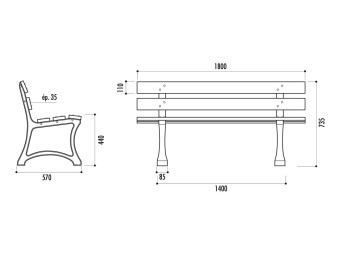 Banc exterieur Dresde  en pin traité autoclave