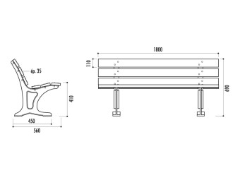 Banc exterieur Cologne  en pin traité autoclave