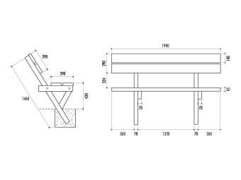 Banc exterieur Offenbourg  en pin traité autoclave