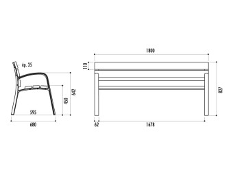 Banc exterieur Modo  en pin traité autoclave